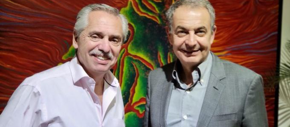 Alberto Fernández, presidente de Argentina y el expresidente del Gobierno José Luis Rodriguez Zapatero ambos integrantes del Grupo de Puebla