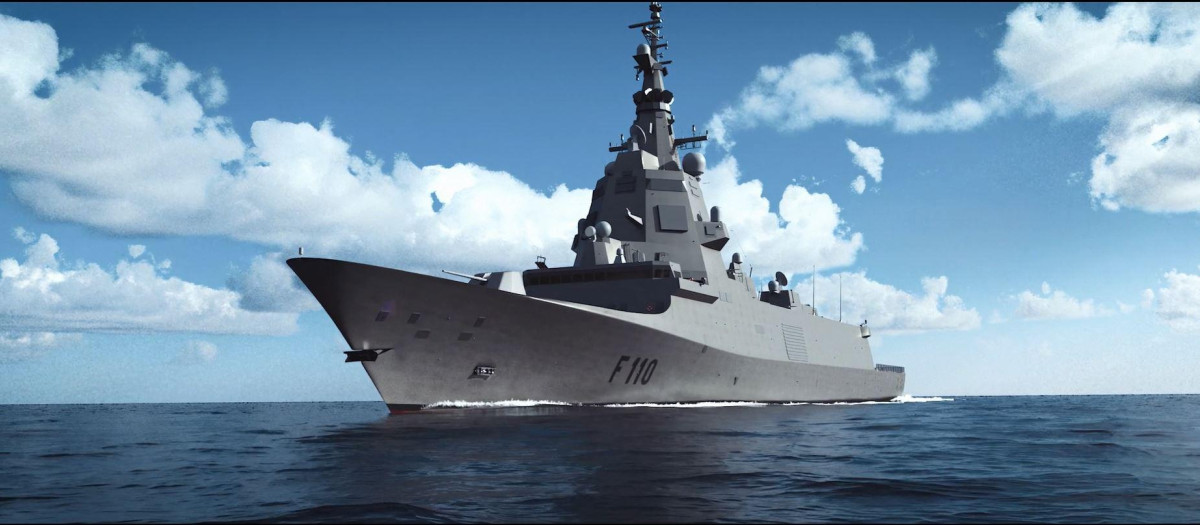 Recreación de la futura fragata F-110 desarrollada por Navantia