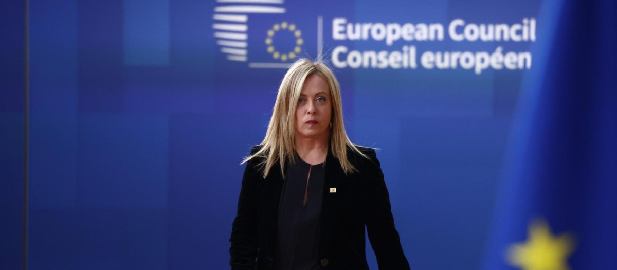 Giorgia Meloni, durante el Consejo Europeo de este 23 de marzo