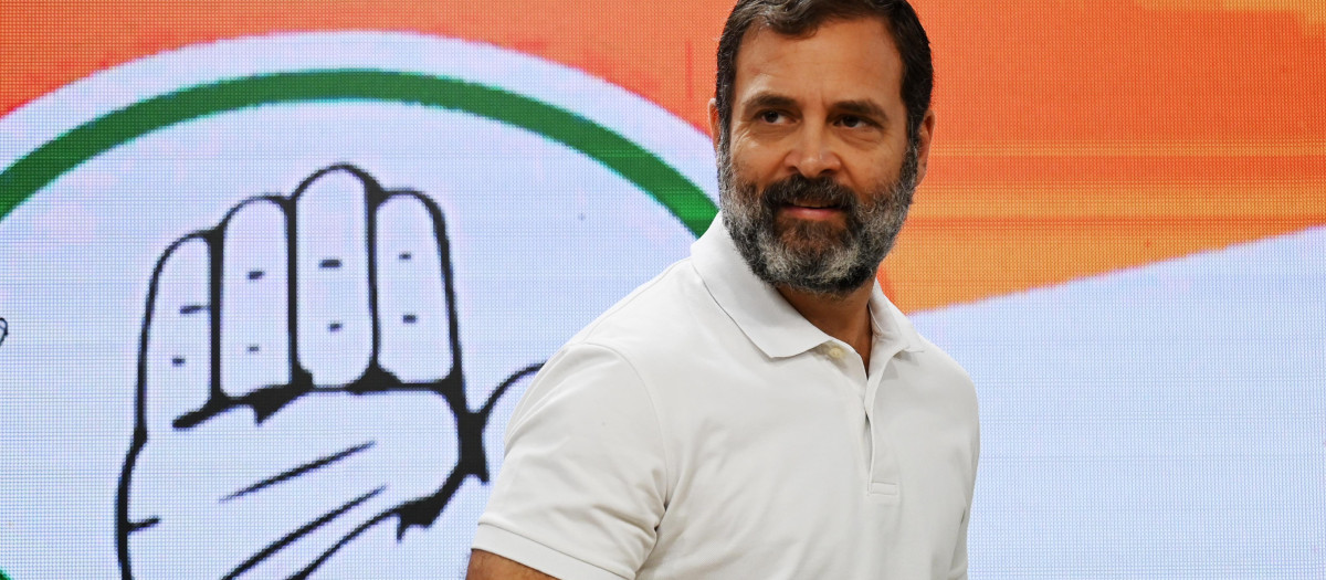 El líder del partido del Congreso, Rahul Gandhi, en Nueva Delhi, India
