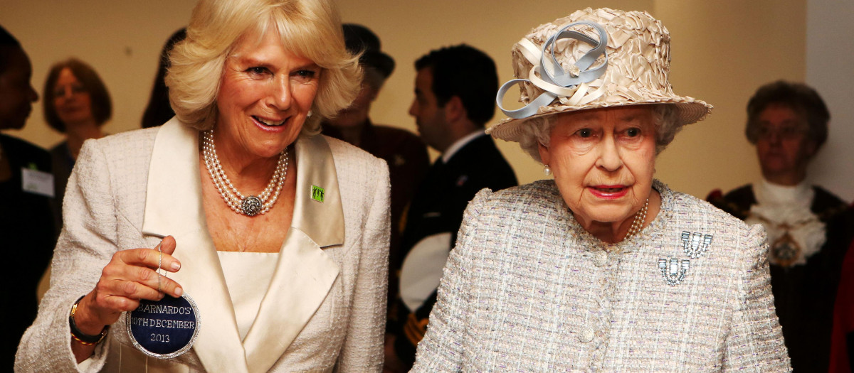 Queen Elizabeth II and Camilla The Duchess of Cornwall arrive to open the Barnardo's Head Quarters in Ilford, east London.