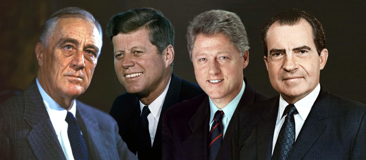 Roosevelt, John F. Kennedy, Bill Clinton y Richard Nixon