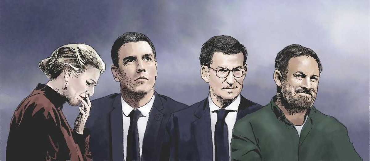 Yolanda Díaz / Pedro Sánchez / Feijóo / Abascal