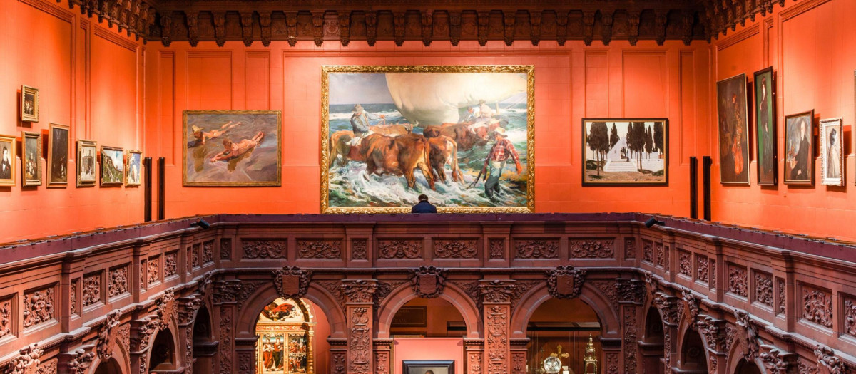 Interior de la Hispanic Society of America, en Nueva York, con cuadros de Sorolla, Goya o Velázquez