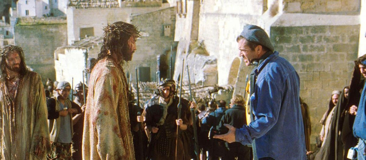 Mel Gibson y Jim Caviezel en el rodaje de 'La Pasión'