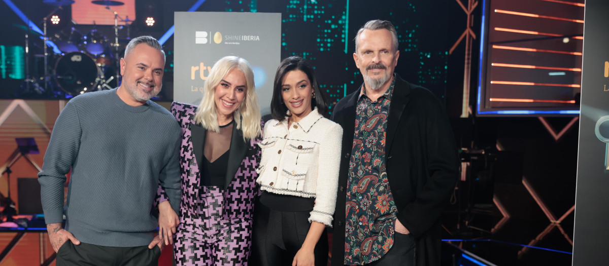 Miguel Bose, Juan Magan, Monica Naranjo y Chanel Terrero