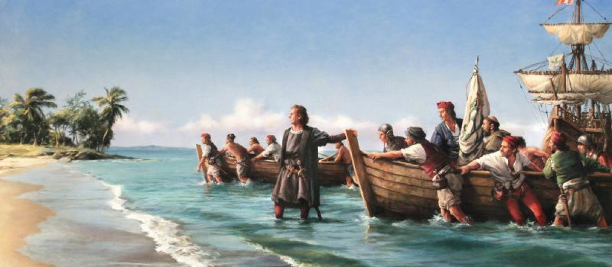 La primera playa (Descubrimiento de América) por Ferrer Dalmau