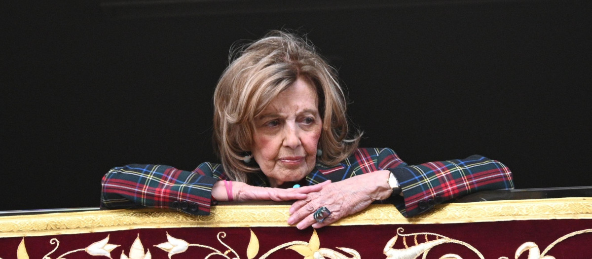 Journalist María Teresa Campo during Holy Week in Malaga, 10 April 2022