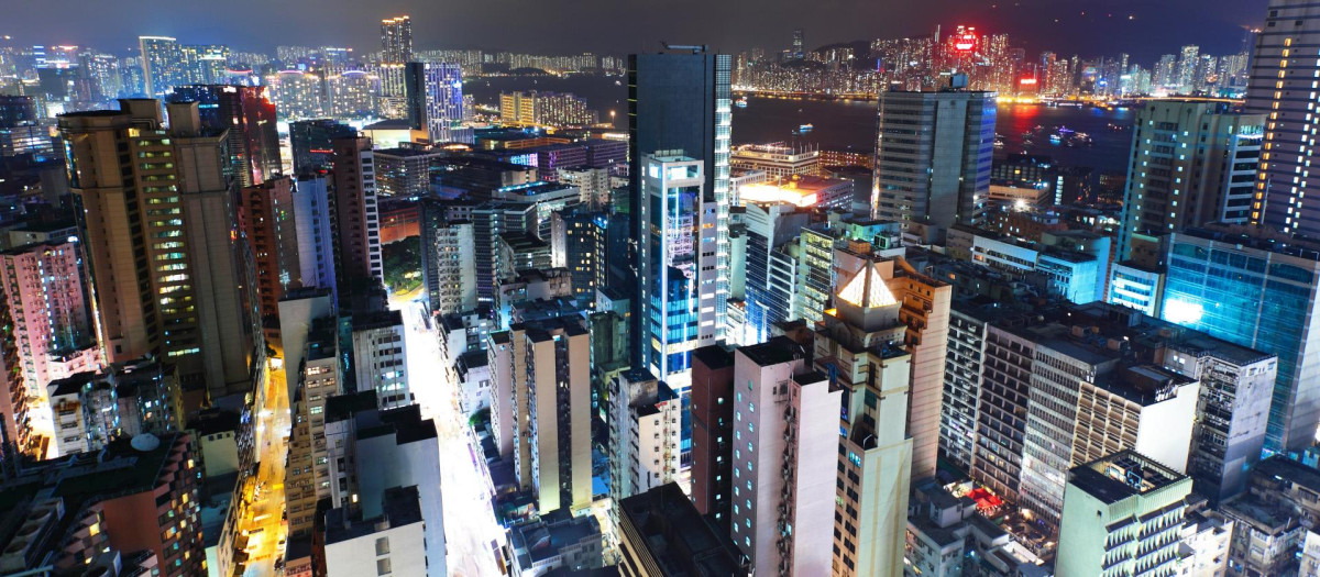 Contaminación lumínica en Hong Kong