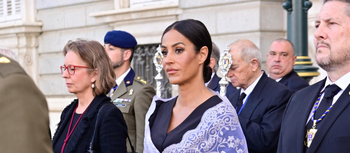 Begoña Villacis during the procession of the Christ of Alabardero in Madrid, April 2023