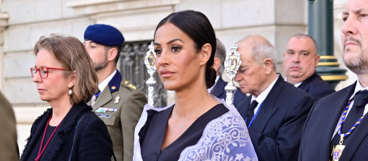 Begoña Villacis during the procession of the Christ of Alabardero  in Madrid, April 2023