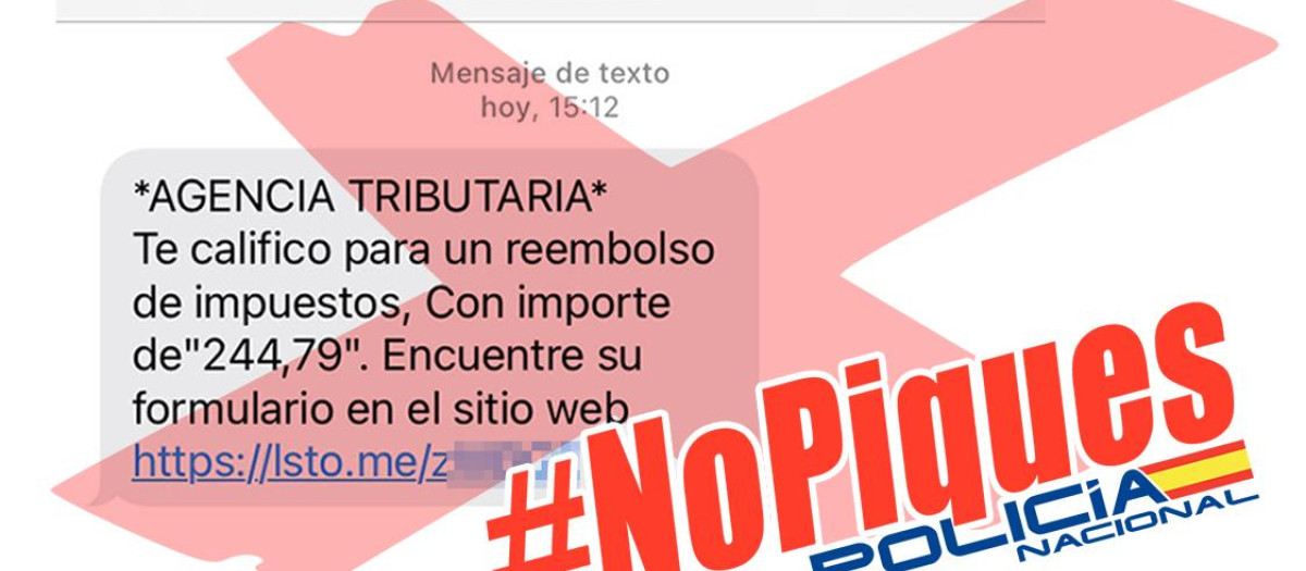 Imagen de la advertencia de la Policía Nacional