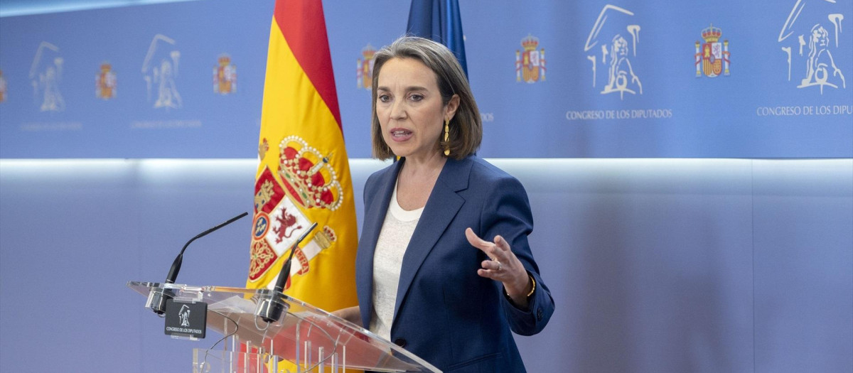 La portavoz del PP en el Congreso, Cuca Gamarra, durante una rueda de prensa posterior a la reunión de la Junta de Portavoces, en el Congreso de los Diputados, a 11 de abril de 2023, en Madrid (España).
11 ABRIL 2023;PORTAVOCES;CONGRESO;CONGRESO DE LOS DIPUTADOS;RUEDA DE PRENSA
Alberto Ortega / Europa Press
11/4/2023