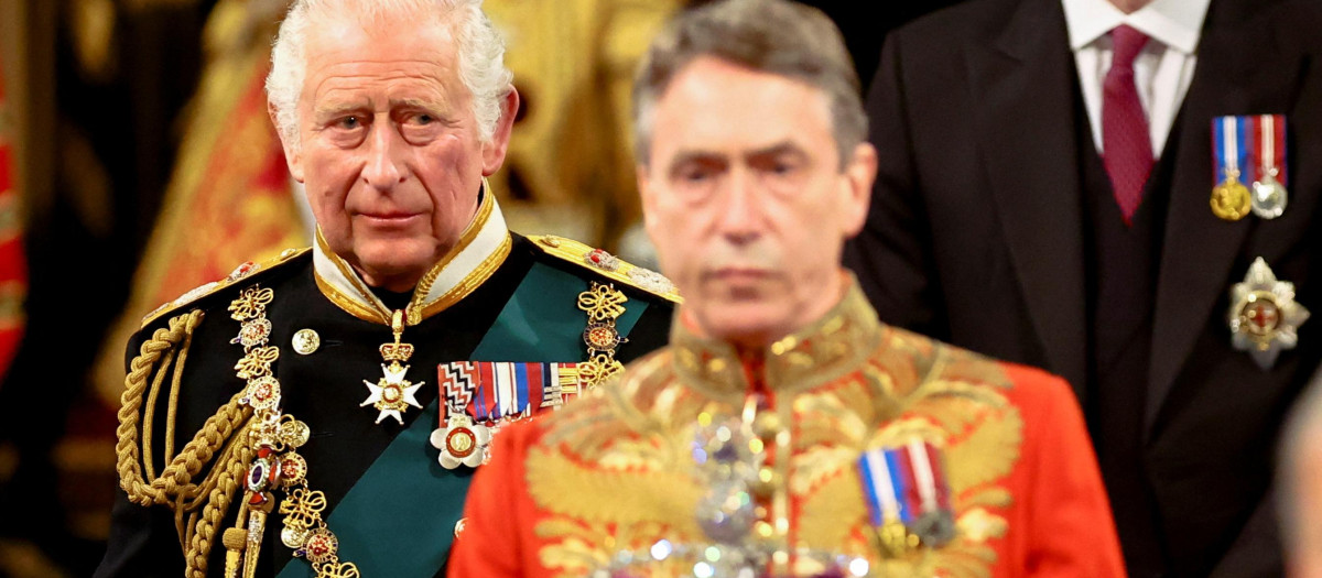 Carlos de Inglaterra, durante la apertura del Parlamento británico en 2022