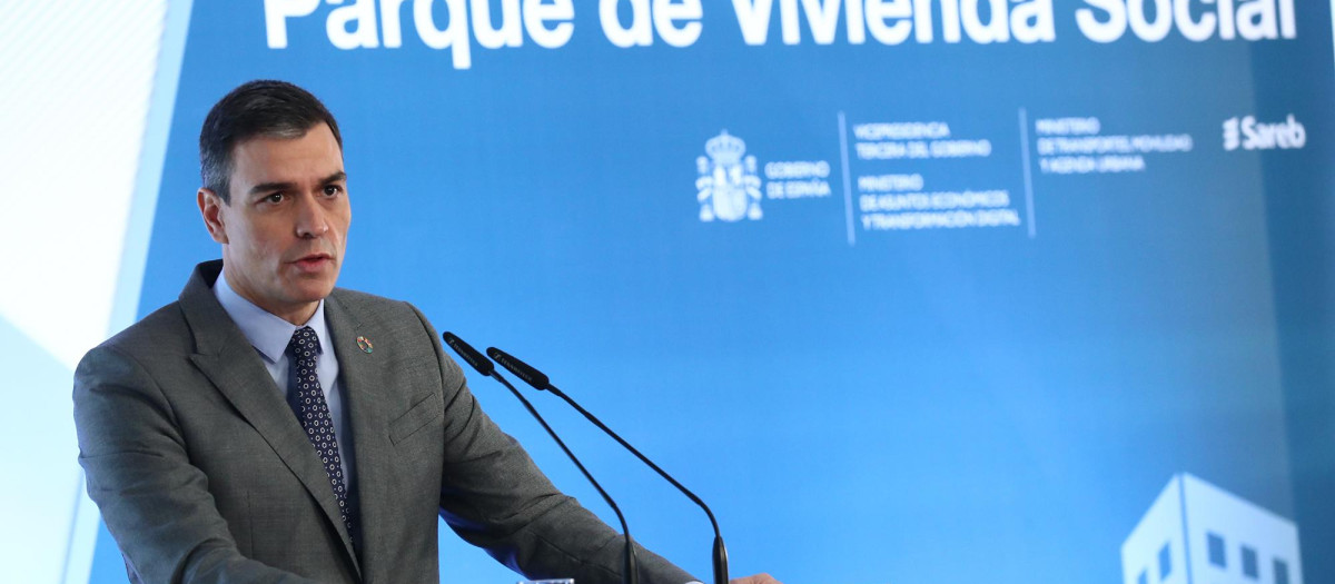 Pedro Sánchez, durante el acto de firma del Protocolo sobre Alquiler Social de Viviendas