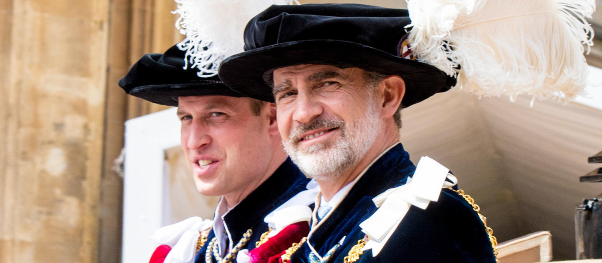 King Felipe VI and Prince William attending the Order of the Garter Service at WindsorCastle, Britain June 17, 2019.