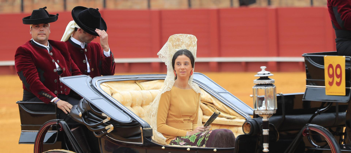 Victoria Federica, durante exhibición de enganches durante la Feria de Abril de Sevilla (año 2019)