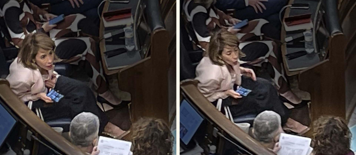 Las ministras de Hacienda y Transportes discutiendo en sus escaños, con Marlaska en medio