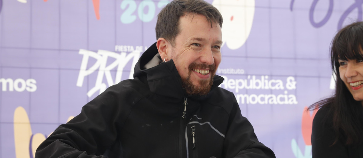 El exlíder de Podemos, Pablo Iglesias, en un acto de Podemos esta semana