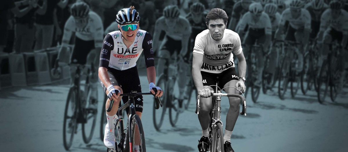 Tadej Pogacar y Eddy Merckx