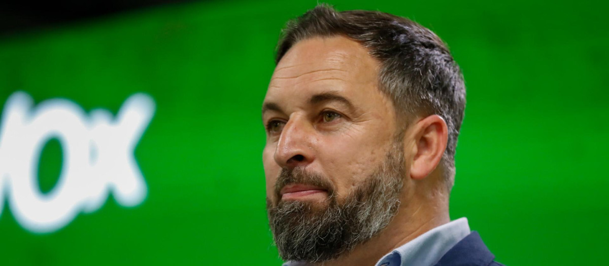 Santiago Abascal, durante un mitin de Vox