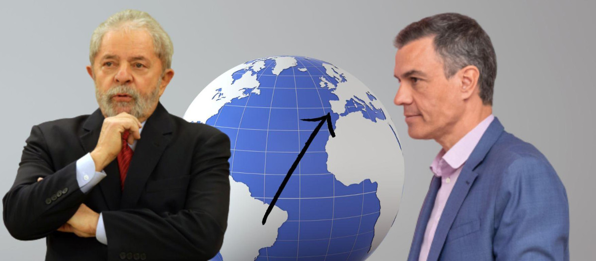 Montaje de la visita de Lula da Silva a Pedro Sánchez