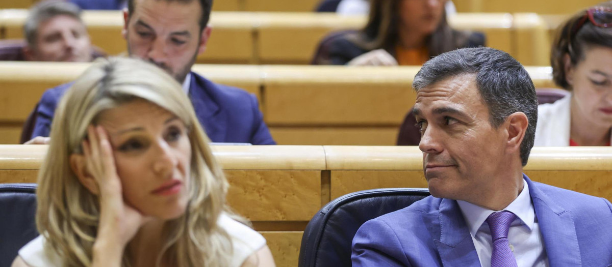 Pedro Sánchez y Yolanda Díaz en el Senado
