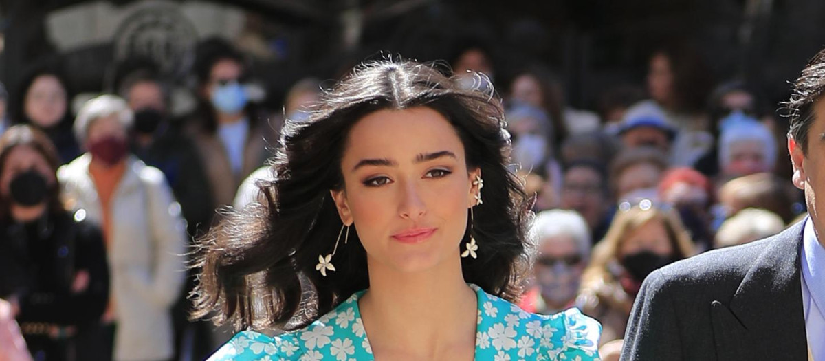 Manuel Falco and Amparo Corsini and daughter Manuela during the wedding of Isabelle Junot and Alvaro Falco in Plasencia (Caceres) on Saturday, 2 April 2022.