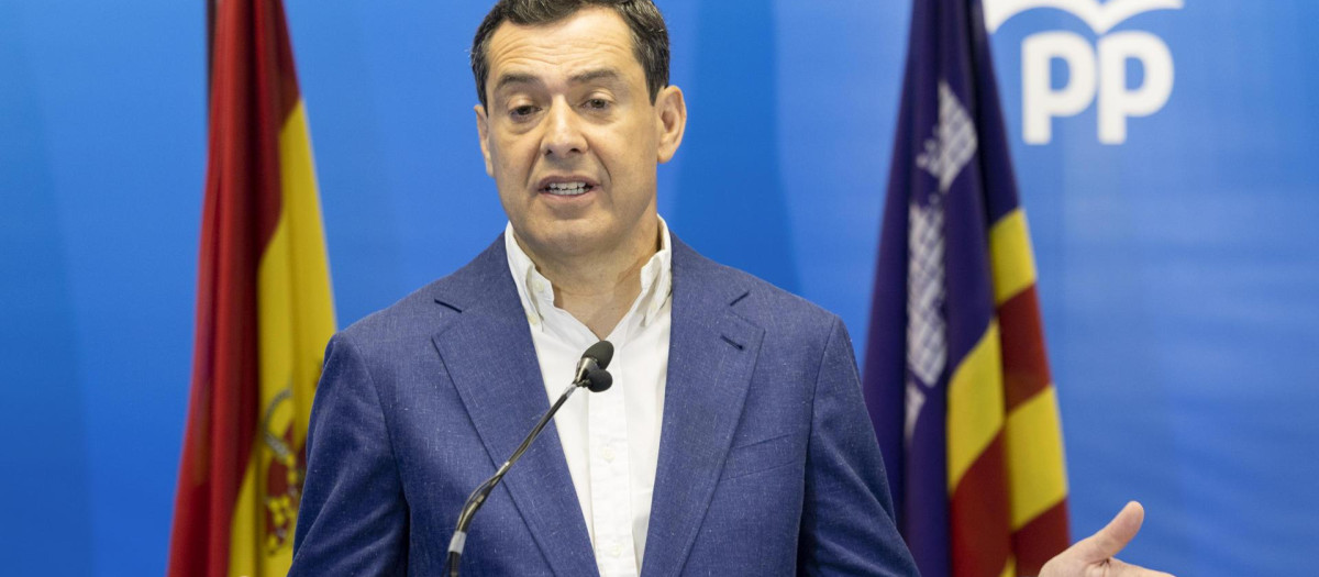 El presidente de la Junta de Andalucía, Juanma Moreno, este sábado en Palma de Mallorca