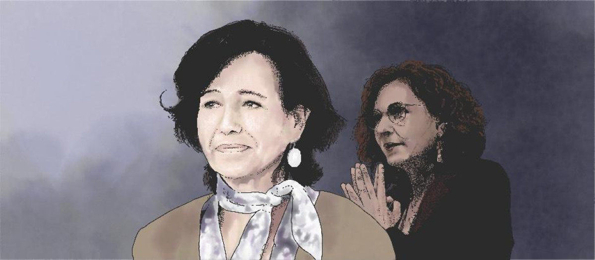 La presidenta del Santander, Ana Botín, ve ganar menos a su banco por el impuesto a la banca de María Jesús Montero.