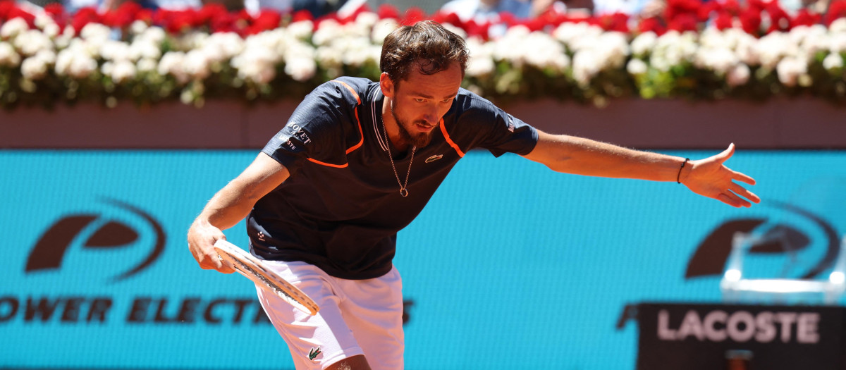 El ruso Medvedev, en uno de sus partidos en el Masters 1000 de Madrid