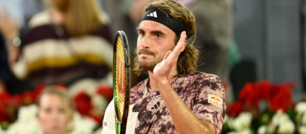 Tsitsipas, tras acabar su último partido (con victoria) en el Mutua Madrid Open