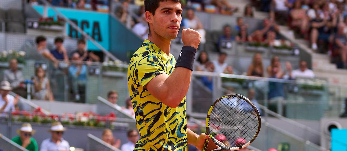 Carlos Alcaraz, en su partido de cuarta ronda en el Mutua Madrid Open