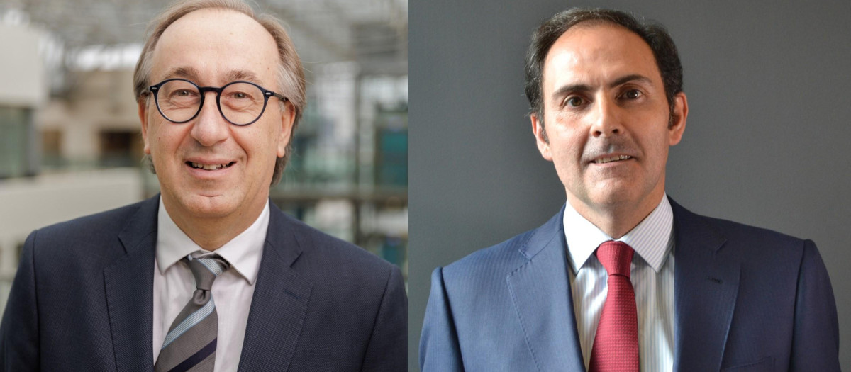 Fernando Candela, a la izquierda, sustituye a Javier Sánchez Prieto en la presidencia de Iberia.
