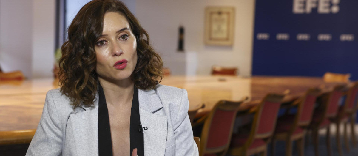 Isabel Díaz Ayuso, durante su entrevista con 'EFE'