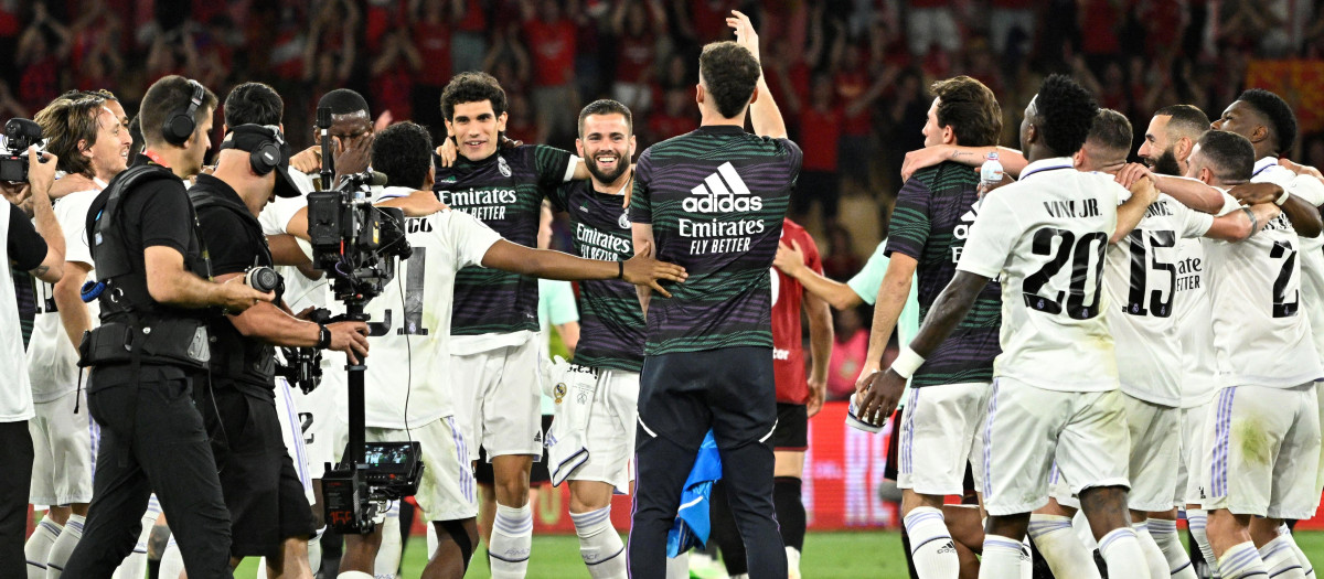 La celebración de los jugadores del Real Madrid tras ganar la Copa del Rey