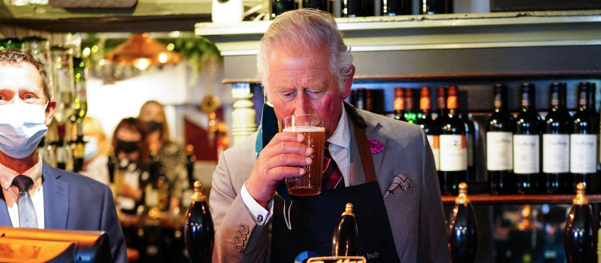 Charles Prince of Wales visits Ponthir House Inn, one of the latest projects opened with a Community Services Fund grant from 'Pub is the Hub' near Newport.