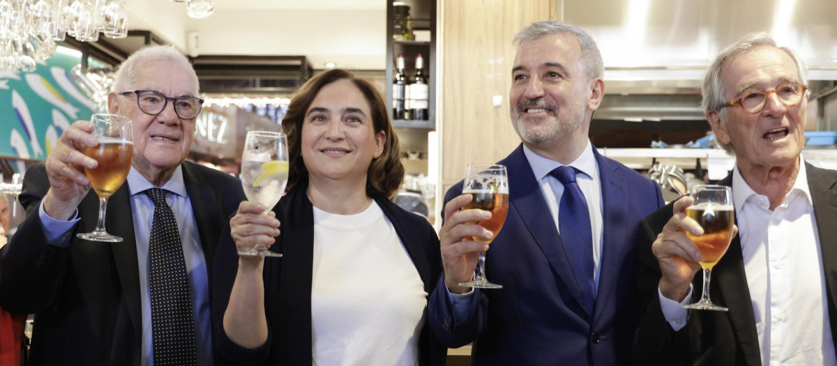 Los candidatos a la alcaldía de Barcelona, Ernest Maragall (ERC), Ada Colau (BComú), Jaume Collboni (PSC),y Xavier Trias (JxCat)