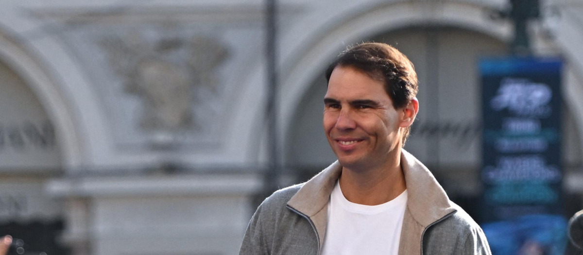 Tennisplayer Rafael Nadal during practice at the 2022 ATP Finals in Turin, Italy, on November 12, 2022.