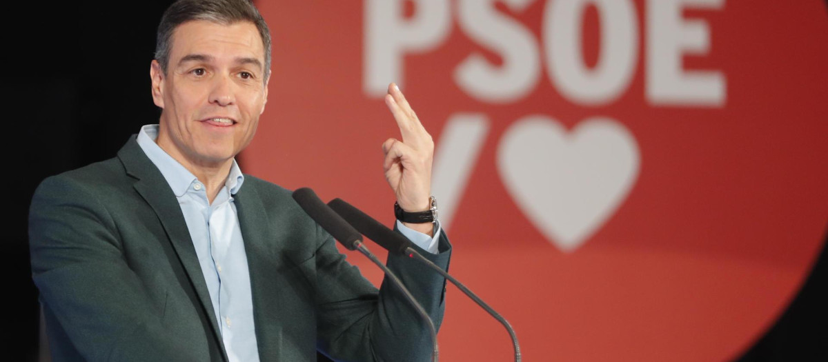 El presidente del Gobierno, Pedro Sánchez, participa en un acto de campaña del PSOE