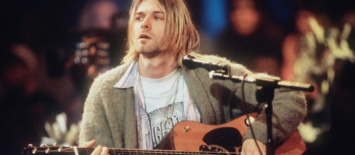 Kurt Cobain durante el concierto Unplugged in New York en 1993