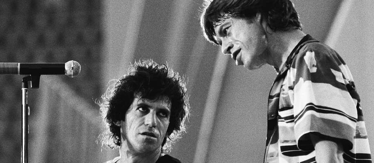 Keith Richards y Mick Jagger, de los Rolling Stones, en 1982