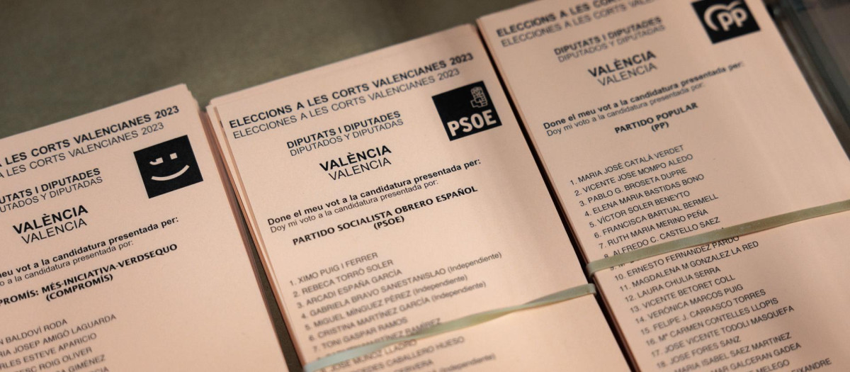Papeletas electorales listas para las elecciones del 28M en Valencia
