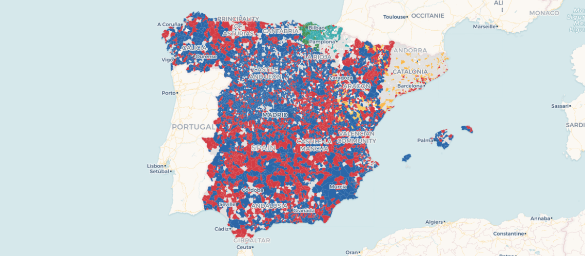 Mapa de resultados de las elecciones municipales 2023