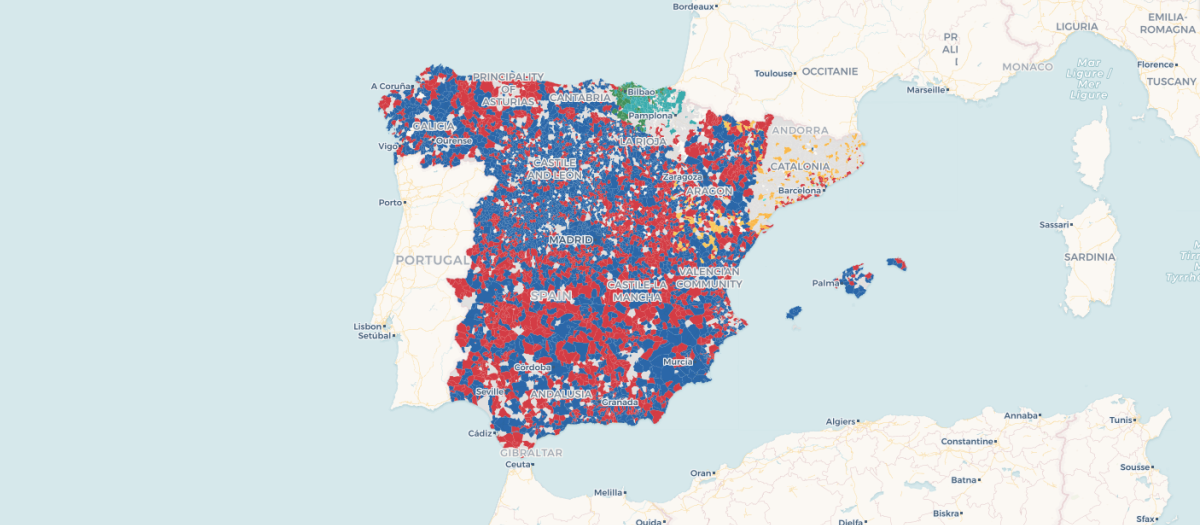 Mapa de resultados de las elecciones municipales 2023