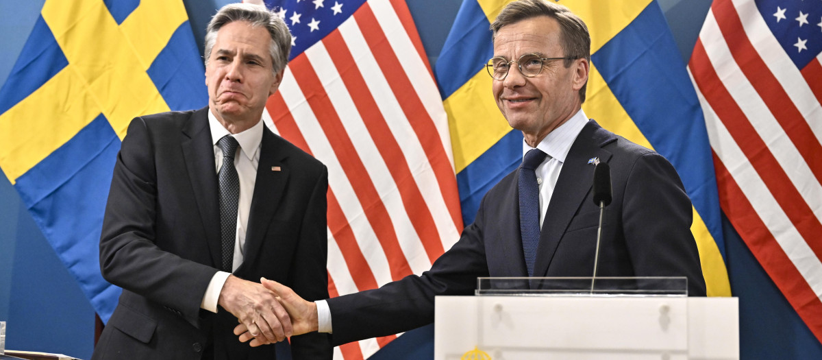 El secretario de Estado de EE. UU., Antony Blinken, y el primer ministro de Suecia, Ulf Kristersson