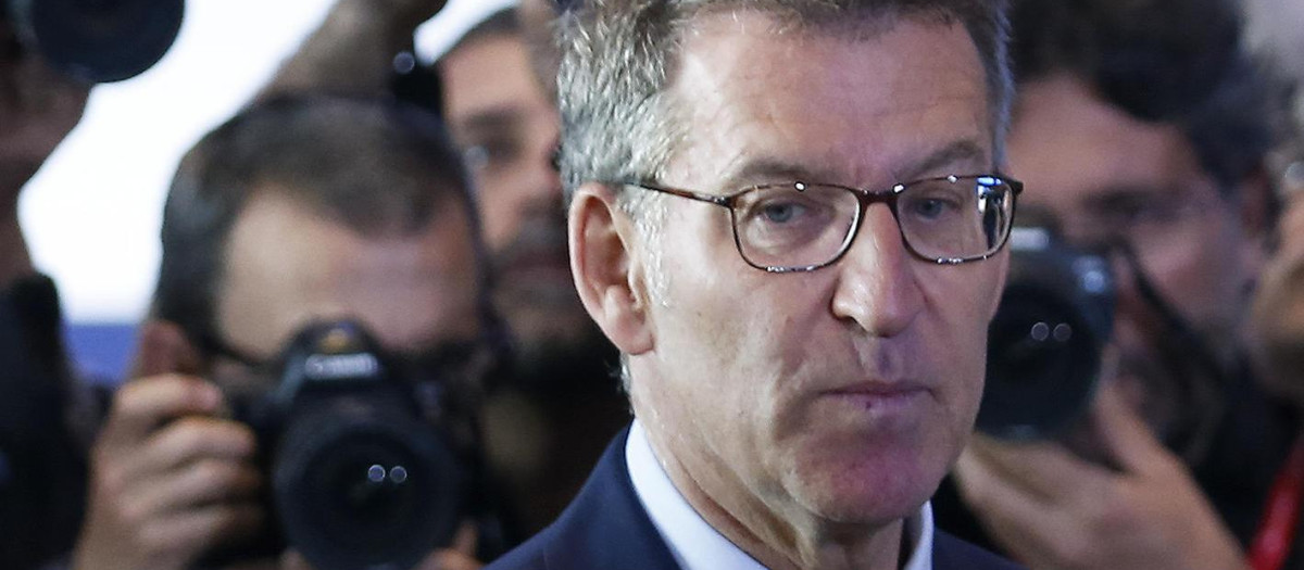 El líder del PP, Alberto Núñez Feijóo, este miércoles en Barcelona