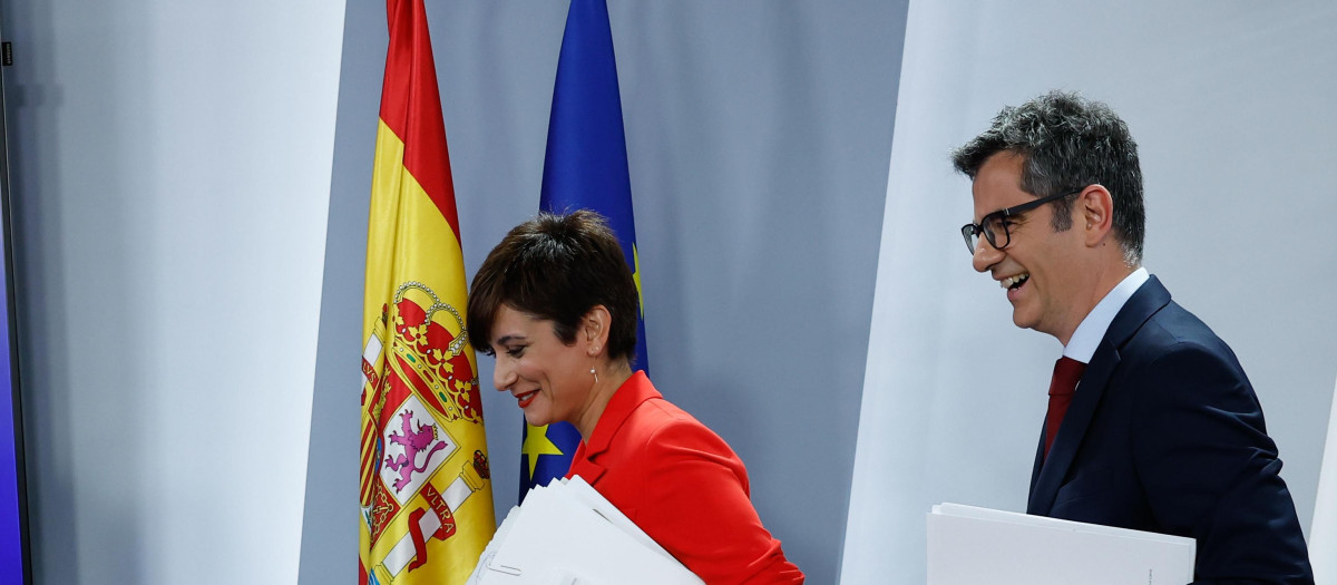 Calviño, Rodríguez y Bolaños en la rueda de prensa de este martes