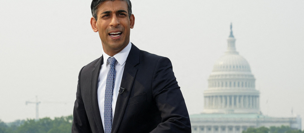 Rishi Sunak, primer ministro británico, durante su visita a Washington DC