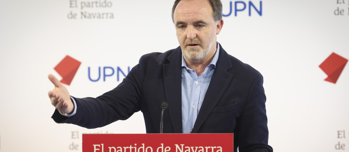 El presidente de UPN, Javier Esparza, durante una comparecencia reciente